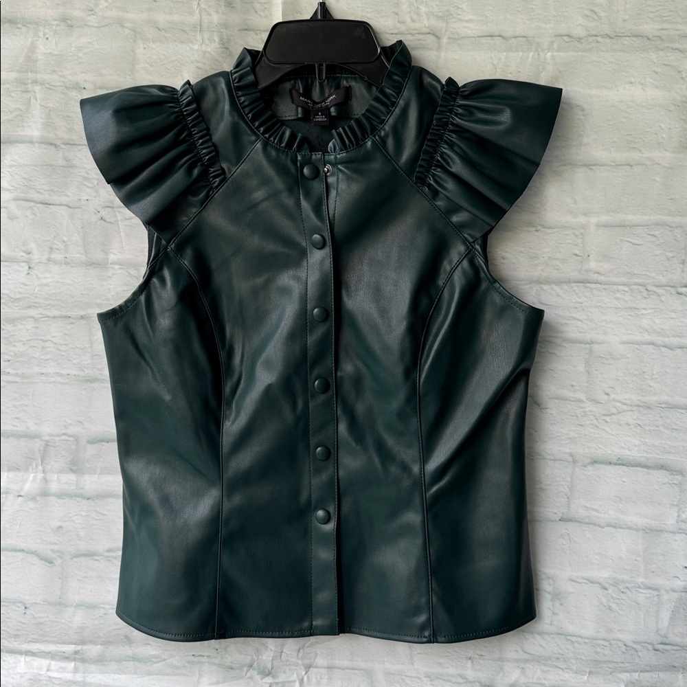 Marc New York Emerald Faux Leather Top NWT